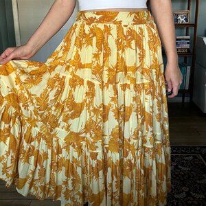Banana Republic Tiered Skirt in Yellow Floral Print